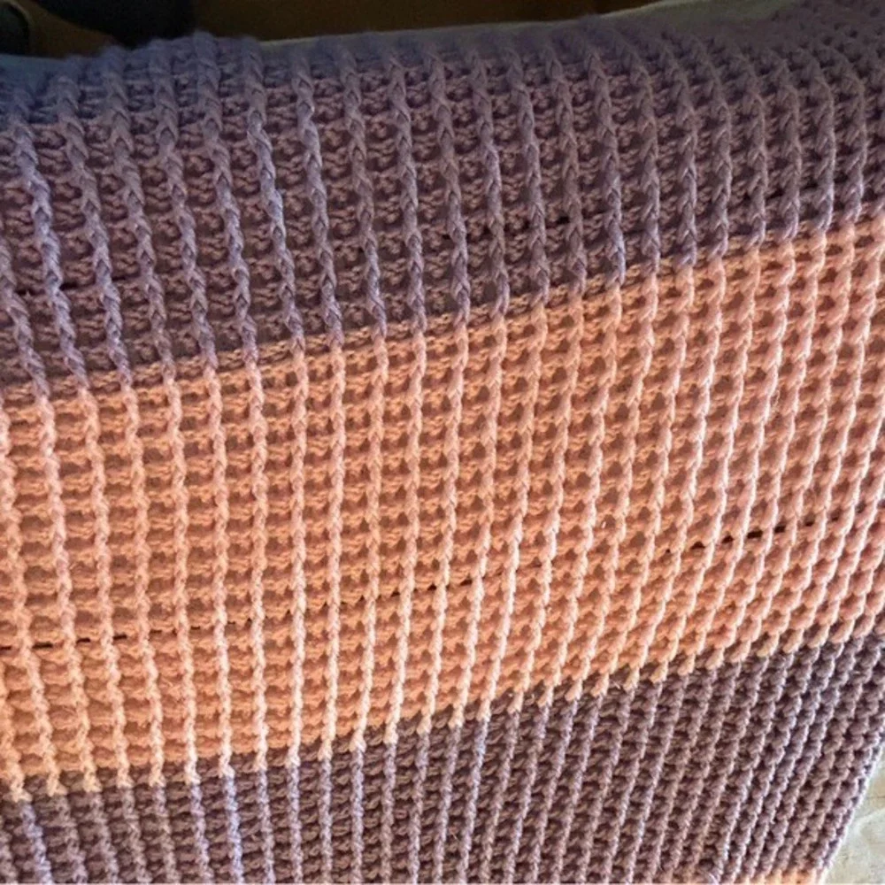 Afghan Pink & Purple Stripes Blanket‎ Handmade Large